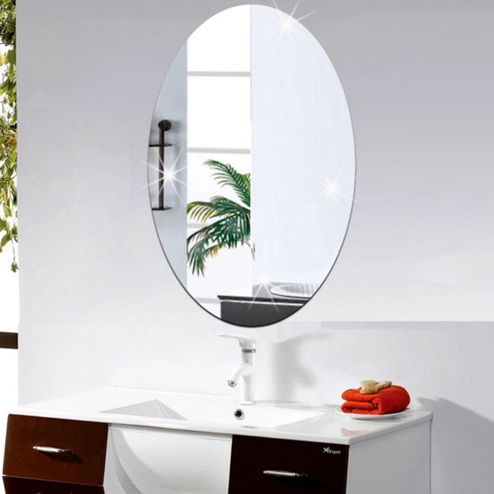 42*27CM Mirror Decoration Wall Sticker Acrylic Ellipse Mirror Wall Stickers Home Decoration Wall Sticker for Bathroom Bedroom