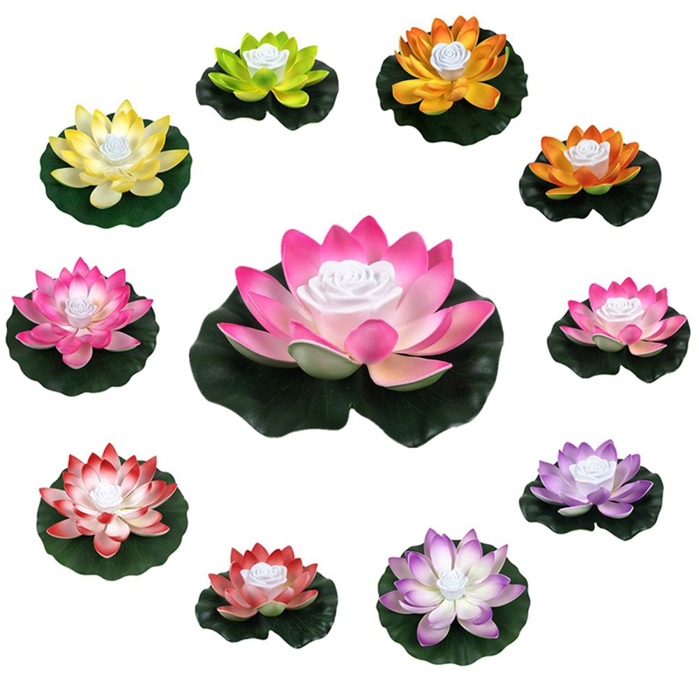 Artificial Floating Lotus Night Light LED Lotus Lamp Energy Saving Light for Garden Pool Pond Fountain Decoration