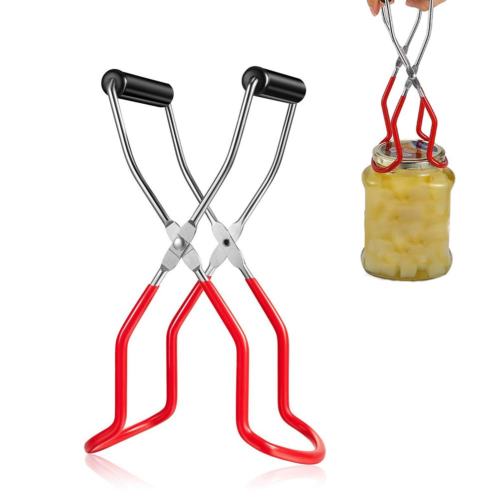 Canning Jar Lifter with Grip Handle Canning Tongs Stainless Steel Anti Scalding Anti Slip Wide Mouth Clip for Kitchen Restaurant
