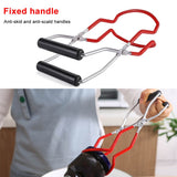 Canning Jar Lifter with Grip Handle Canning Tongs Stainless Steel Anti Scalding Anti Slip Wide Mouth Clip for Kitchen Restaurant - Side View