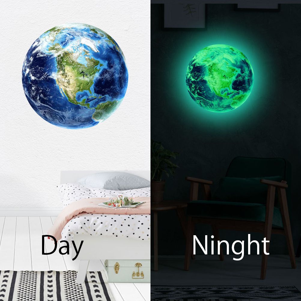 30cm Luminous Earth Sticker Universe Planet Fluorescent Wall Stickers In The Dark DIY Stickers Kids Bedroom Decoration