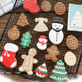 4 Pcs Christmas Biscuits Cutters Set Christmas Tree Snowman Gingerbread Egg Stamper Spring Loaded Handle Cutter