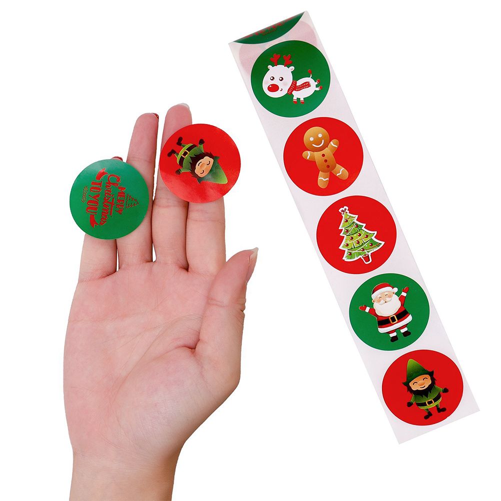 500Pcs Christmas Stickers DIY Cake Biscuit Sealing Labels Gift Box Adhesive Stickers