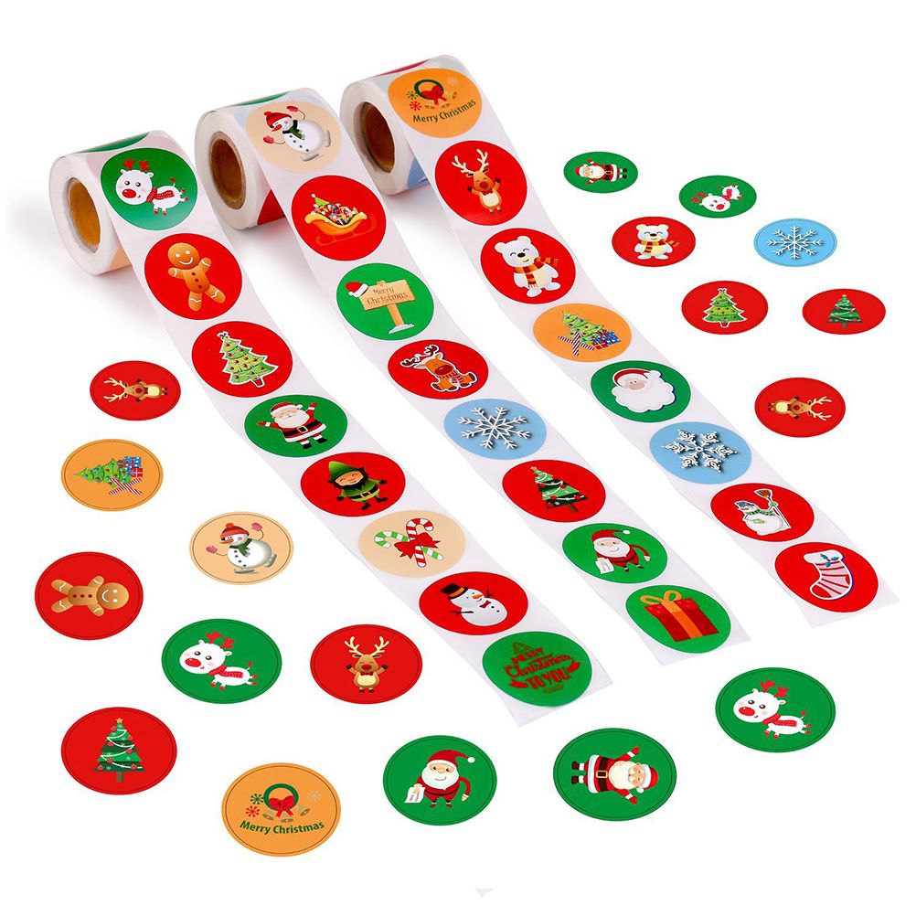 500Pcs Christmas Stickers DIY Cake Biscuit Sealing Labels Gift Box Adhesive Stickers