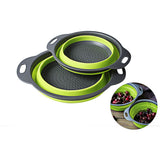 Foldable Kitchen Silicone Colander Fruit Vegetable Washing Basket Strainer Collapsible Drainer With Handle