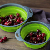 Foldable Kitchen Silicone Colander Fruit Vegetable Washing Basket Strainer Collapsible Drainer With Handle