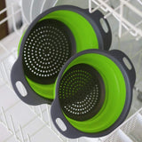 Foldable Kitchen Silicone Colander Fruit Vegetable Washing Basket Strainer Collapsible Drainer With Handle