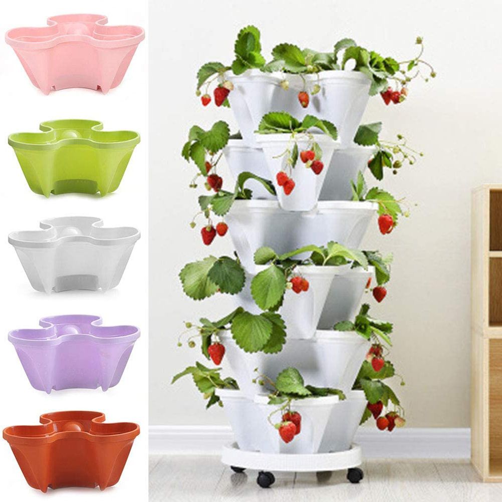 Superimposed 3D Flower Pot Multi Layer Strawberry Basin Plastic Planter