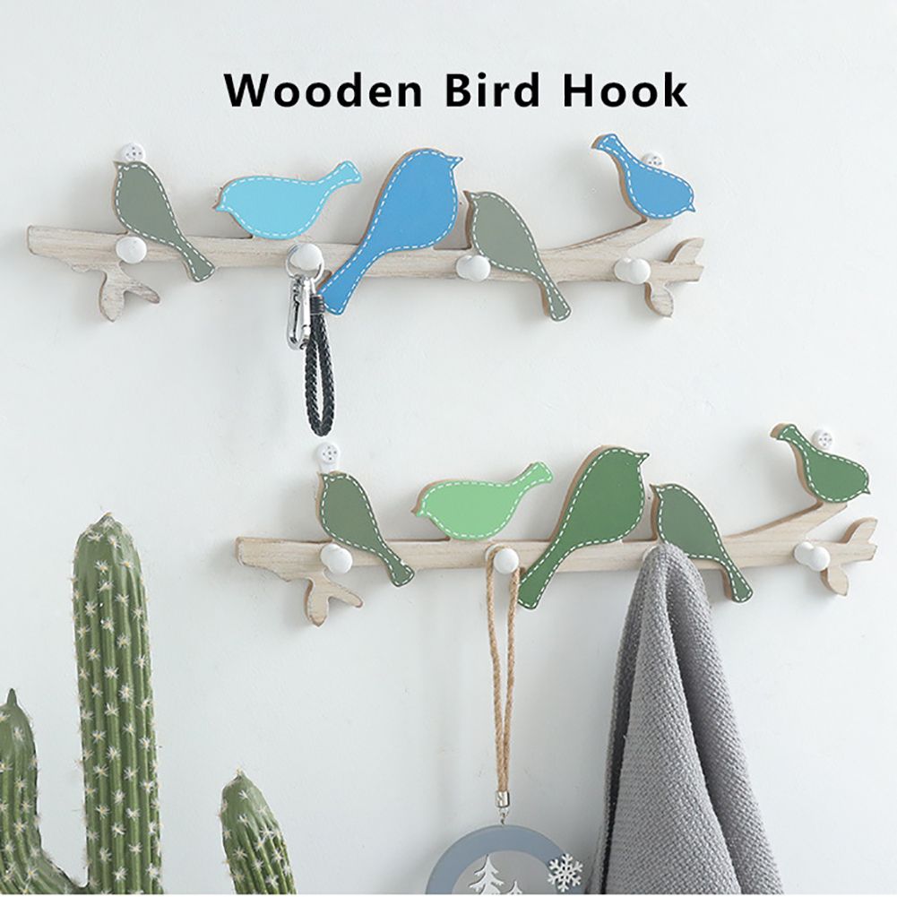 Wooden Wall Mounted Bird Hooks Wall Decoration Wall Hanging Clothes Hook