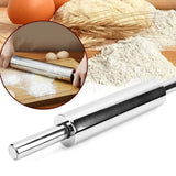 Stainless Steel Rolling Pin Non Stick Rolling Pin for Baking Dough Pizza Pie Baking Making Tool Kitchen Accessories - Side View