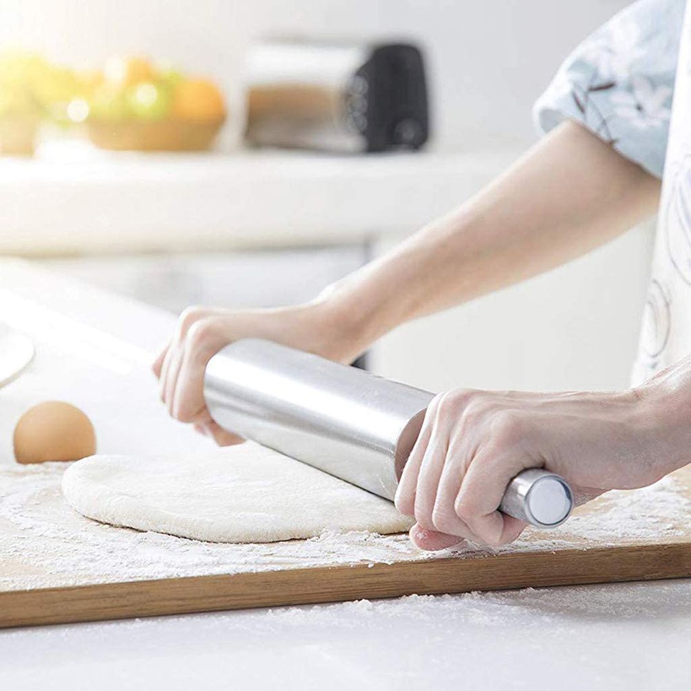 Stainless Steel Rolling Pin Non Stick Rolling Pin for Baking Dough Pizza Pie Baking Making Tool Kitchen Accessories