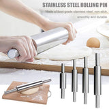 Stainless Steel Rolling Pin Non Stick Rolling Pin for Baking Dough Pizza Pie Baking Making Tool Kitchen Accessories - Rear View