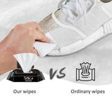 Shoe Cleaning Wipes Disposable Leather Cleaning Wipes Portable Shoe Shine Wipes - Close-Up Angle