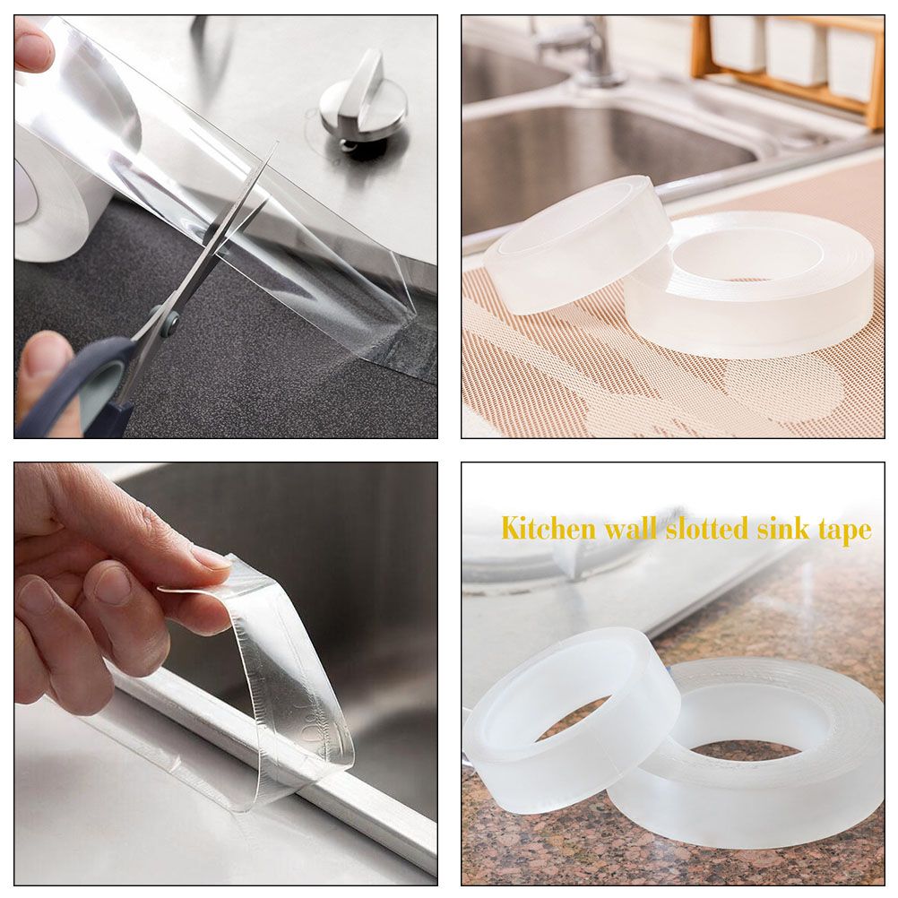 Kitchen Sink Waterproof Mildew Strong Self Adhesive Transparent Tape Bathroom Pool Water Sealing Tape