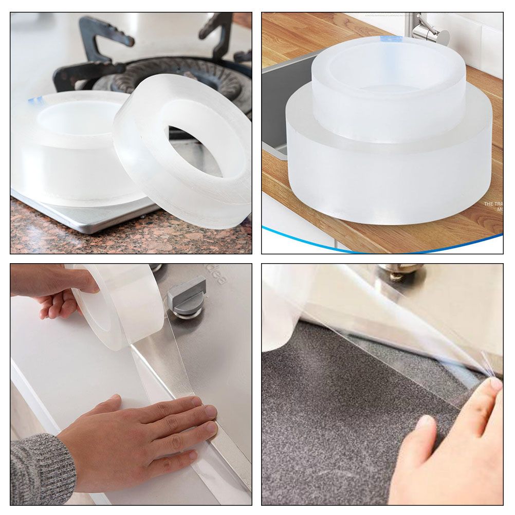 Kitchen Sink Waterproof Mildew Strong Self Adhesive Transparent Tape Bathroom Pool Water Sealing Tape