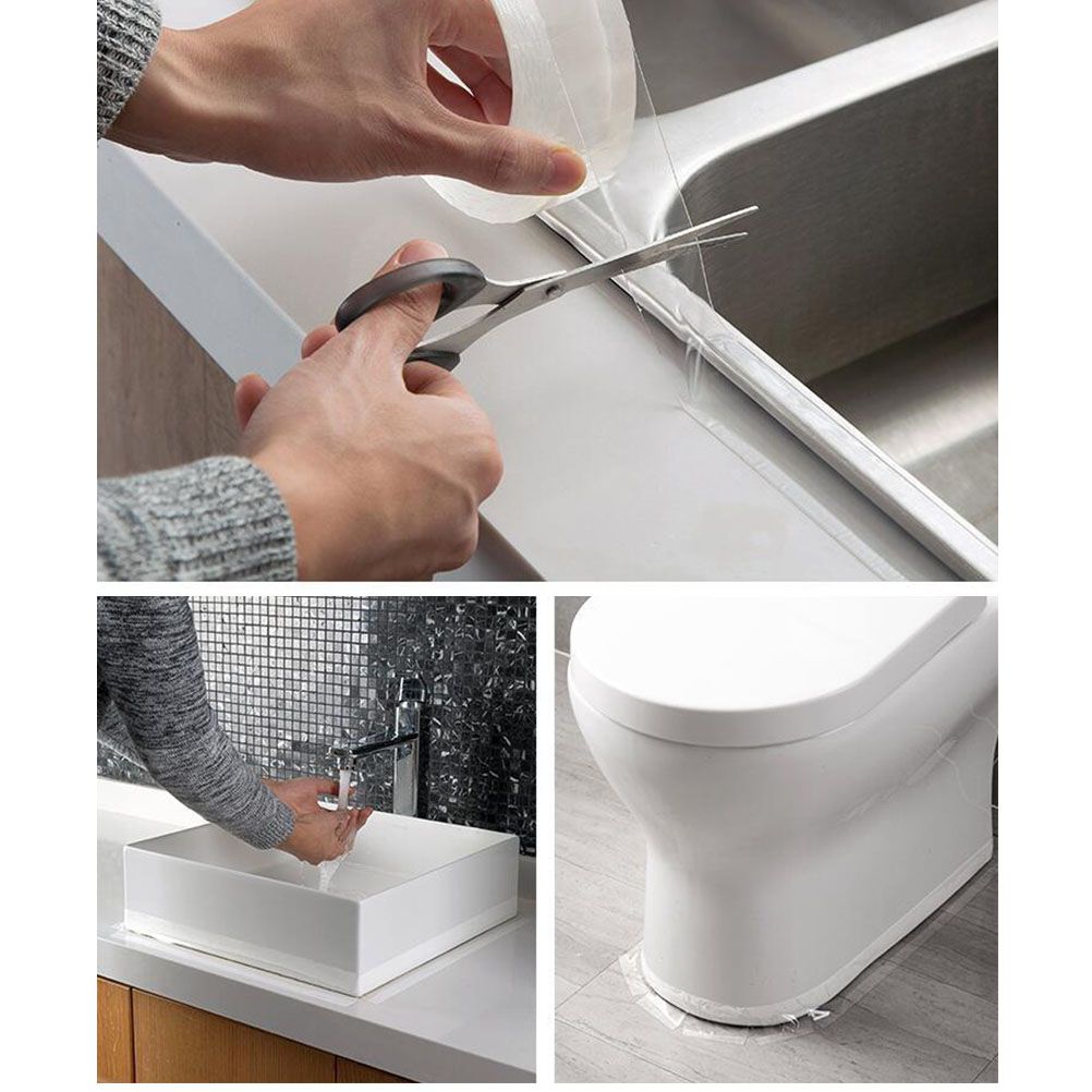 Kitchen Sink Waterproof Mildew Strong Self Adhesive Transparent Tape Bathroom Pool Water Sealing Tape