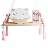 Ins Style Wall Shelf Child Decorative Shelf Hanging with Rope and Wooden Board Princess Bedroom