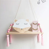 Ins Style Wall Shelf Child Decorative Shelf Hanging with Rope and Wooden Board Princess Bedroom