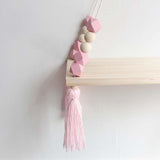 Ins Style Wall Shelf Child Decorative Shelf Hanging with Rope and Wooden Board Princess Bedroom - 45-Degree Angle