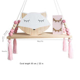 Ins Style Wall Shelf Child Decorative Shelf Hanging with Rope and Wooden Board Princess Bedroom