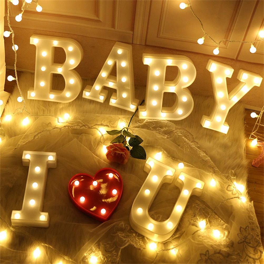 LED 26 Alphabet Letter Number Lights Ampersand Symbol Love Heart Light Up Sign Lamp For Love Wedding Home Party Holiday Bar Decoration