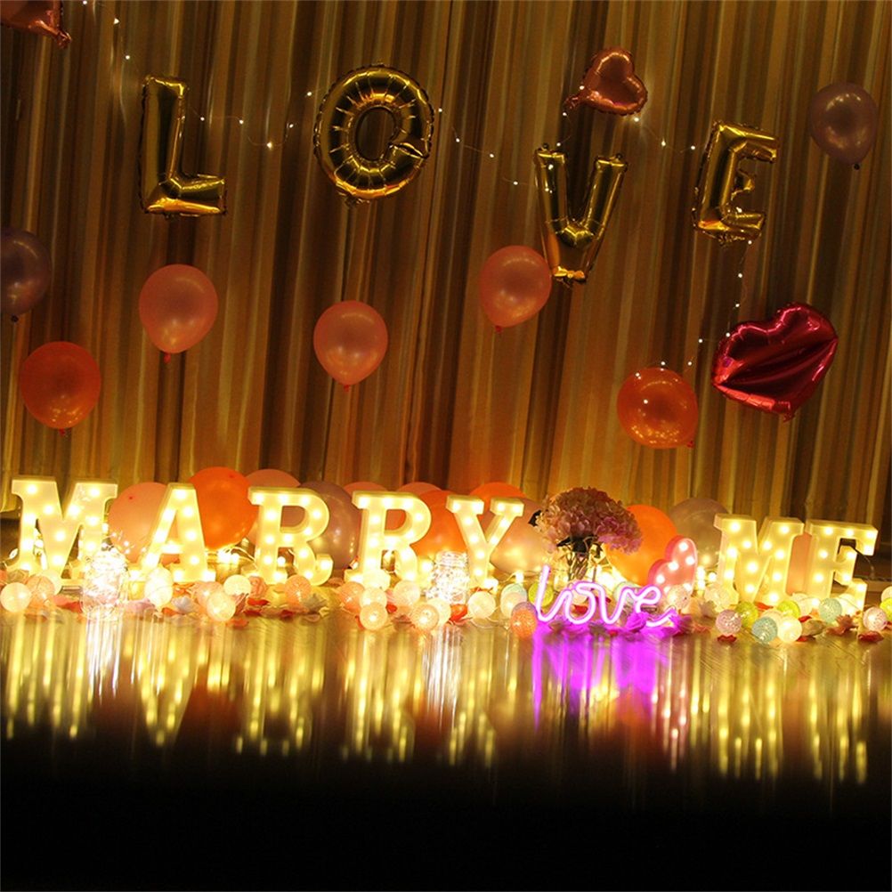 LED 26 Alphabet Letter Number Lights Ampersand Symbol Love Heart Light Up Sign Lamp For Love Wedding Home Party Holiday Bar Decoration