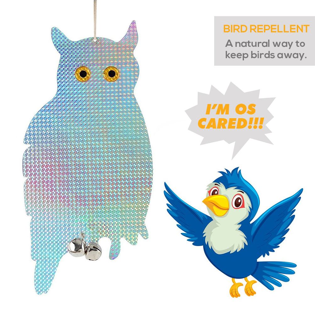 Owl Bird Repellent Control Scare Device Holographic Reflective Fake Owl Scares Bird Repellent Garden Supplies