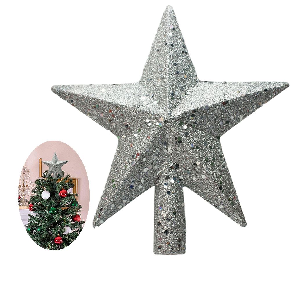 20cm Star Christmas Tree Topper Glitter Christmas Tree Decoration for Party Home Decoration