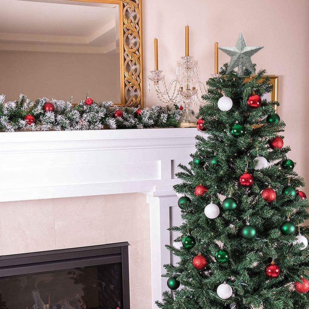20cm Star Christmas Tree Topper Glitter Christmas Tree Decoration for Party Home Decoration