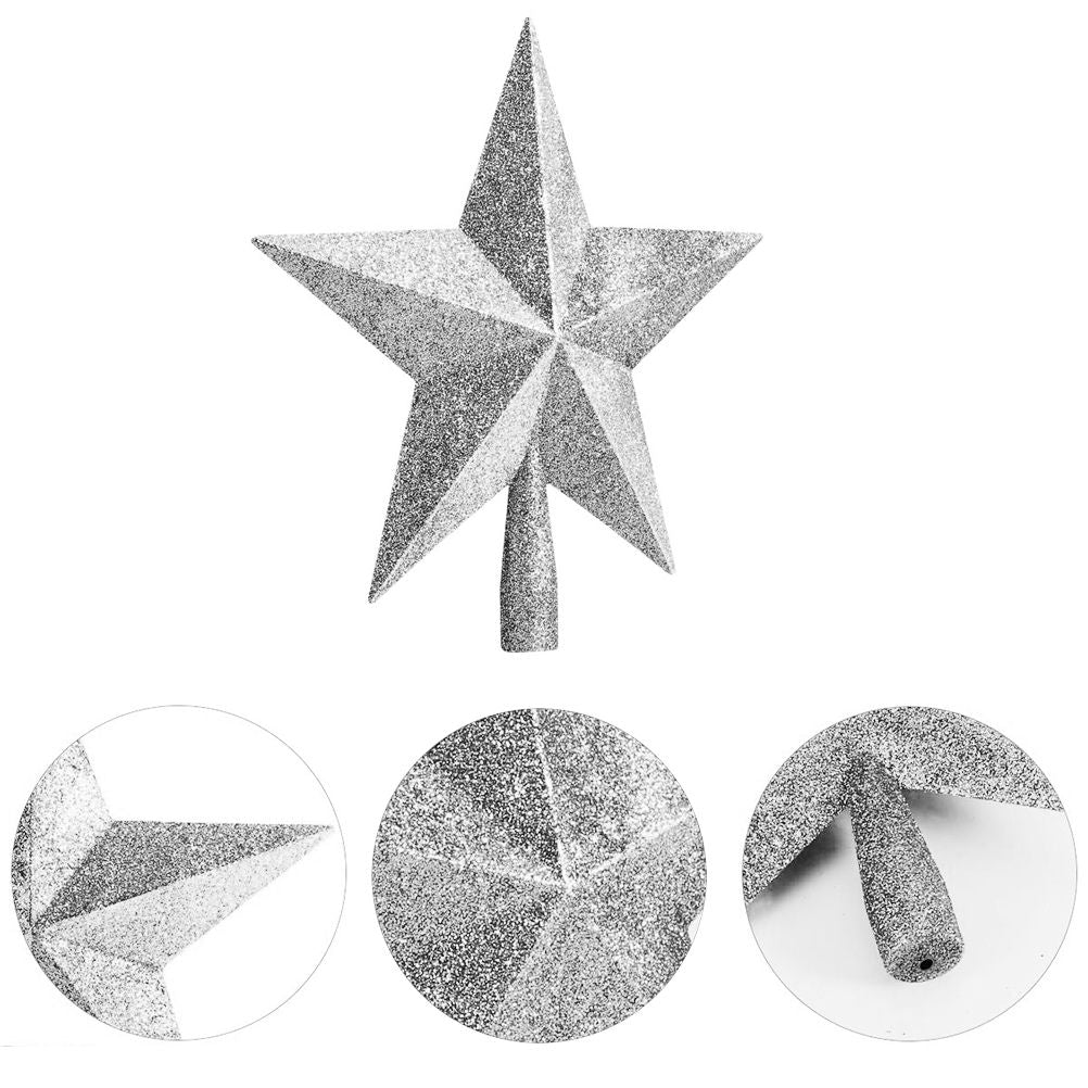 20cm Star Christmas Tree Topper Glitter Christmas Tree Decoration for Party Home Decoration