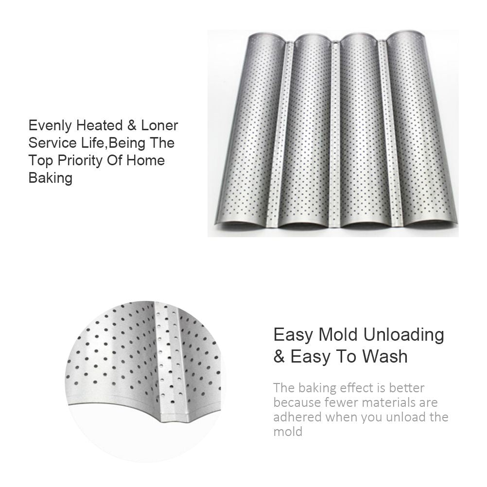Non Stick Perforated French Bread Pan Bakeware Toast Cooking Bake Mold Home Bread Baking Mold
