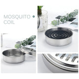 Round Mosquito Coil Holder Stainless Steel Mosquito Coil Disk Portable Mosquito Coil Tray with Hollow Cover