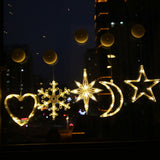 Window Sucker Holiday Lamp LED Christmas Trees Deer Bell Star Santa Hanging Garland Light Wall Decorative - Top-Down View