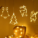 Window Sucker Holiday Lamp LED Christmas Trees Deer Bell Star Santa Hanging Garland Light Wall Decorative - 45-Degree Angle