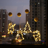 Window Sucker Holiday Lamp LED Christmas Trees Deer Bell Star Santa Hanging Garland Light Wall Decorative - Rear View