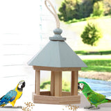 Wooden House Bird Feeder Hanging Feeding Station Hollow Bird Feeder