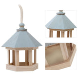 Wooden House Bird Feeder Hanging Feeding Station Hollow Bird Feeder - Top-Down View