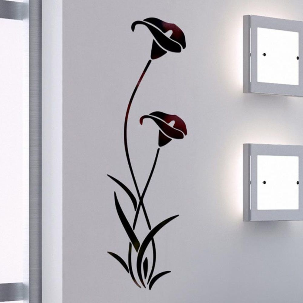 Flower Mirror Wall Sticker Removable Mirror Sticker Modern Wall Sticker Home Decoration