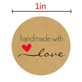 500Pcs Handmade with Love Stickers Round Self Adhesive Kraft Paper Labels Gift Tag