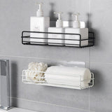 Wrought Iron Bathroom Storage Rack with Sucker Toilet Bowl Sundries Organizer Shelf Wall Hanging - Top-Down View