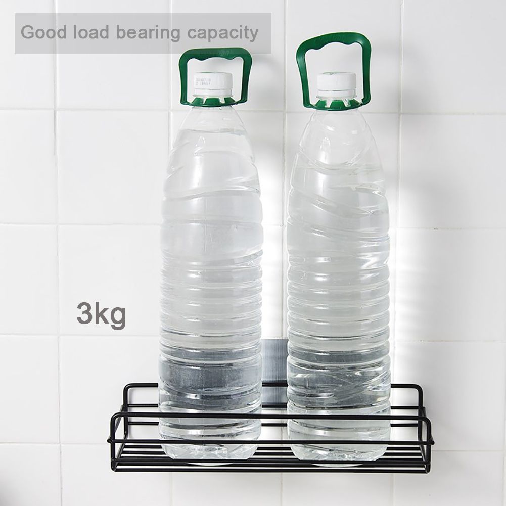 Wrought Iron Bathroom Storage Rack with Sucker Toilet Bowl Sundries Organizer Shelf Wall Hanging