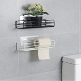 Wrought Iron Bathroom Storage Rack with Sucker Toilet Bowl Sundries Organizer Shelf Wall Hanging - Extra Image