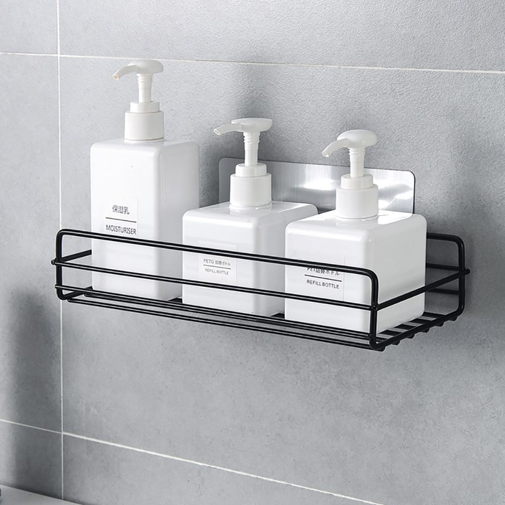 Wrought Iron Bathroom Storage Rack with Sucker Toilet Bowl Sundries Organizer Shelf Wall Hanging