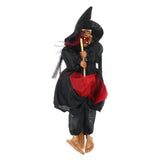 Halloween Hanging Witch Dolls Voice Control Prop Animated Ghost Scary Riding Broom Wall Hanging Party Outdoor Home Decoration Toy