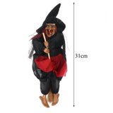 Halloween Hanging Witch Dolls Voice Control Prop Animated Ghost Scary Riding Broom Wall Hanging Party Outdoor Home Decoration Toy - 45-Degree Angle