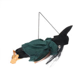 Halloween Hanging Witch Dolls Voice Control Prop Animated Ghost Scary Riding Broom Wall Hanging Party Outdoor Home Decoration Toy - Rear View