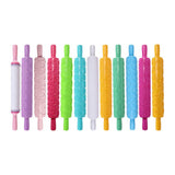 Plastic Non Stick Fondant Rolling Pin Tool Portable Embossed Rolling Pin Fondant Pastry Cake Decorating Tool - Front View