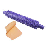 Plastic Non Stick Fondant Rolling Pin Tool Portable Embossed Rolling Pin Fondant Pastry Cake Decorating Tool