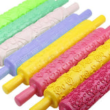 Plastic Non Stick Fondant Rolling Pin Tool Portable Embossed Rolling Pin Fondant Pastry Cake Decorating Tool - Rear View