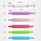 Plastic Non Stick Fondant Rolling Pin Tool Portable Embossed Rolling Pin Fondant Pastry Cake Decorating Tool - Close-Up Angle